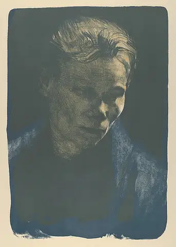 Working Woman with Blue Shawl by Käthe Kollwitz