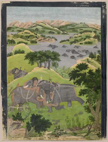 Capture of a Wild Elephant by The Family of Nainsukh