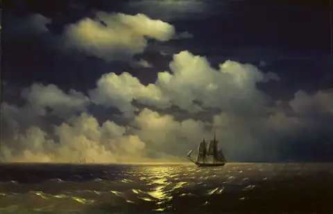 The brig Mercury encounter after defeating two Turkish ships by Ivan Aivazovsky