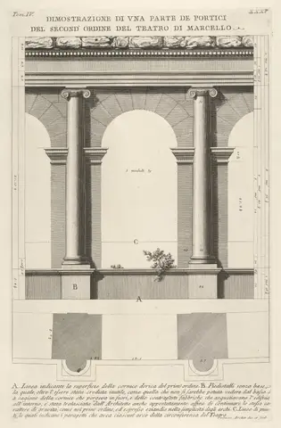 Elevation and Plan of Theater of Marcellus by Giovanni Battista Piranesi