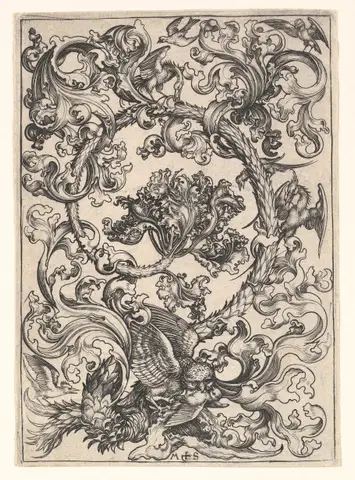 Ornament with Owl Mocked by Day Birds by Martin Schongauer