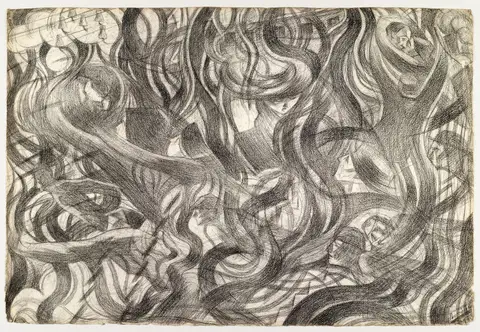 Sketch for States of Mind: The Farewells by Umberto Boccioni