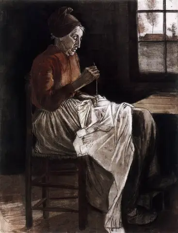 Woman Sewing by Vincent Van Gogh