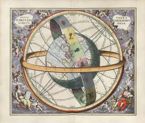 Harmonia Macrocosmica Plate 11 — The Location of the Earth by Andreas Cellarius
