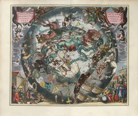 Harmonia Macrocosmica Plate 28 — Southern Hemisphere by Andreas Cellarius