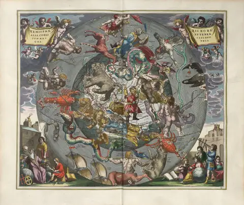 Harmonia Macrocosmica Plate 25 — Celestial and Terrestrial
Hemispheres by Andreas Cellarius
