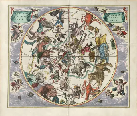 Harmonia Macrocosmica Plate 24 — Northern Stellar Hemisphere by Andreas Cellarius
