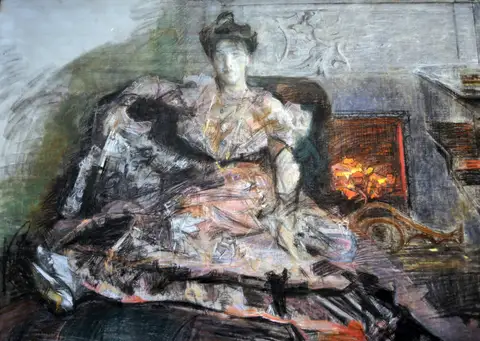 After the Concert, at the Fireplace by Mikhail Vrubel