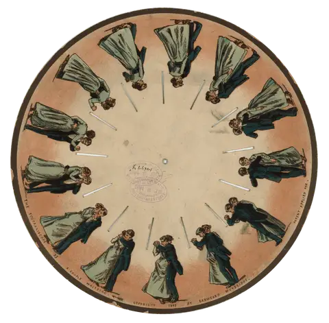 Zoopraxiscope, a couple waltzing by Eadweard Muybridge