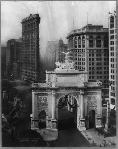 Victory Arch and Flatiron Bldg by Early Photography