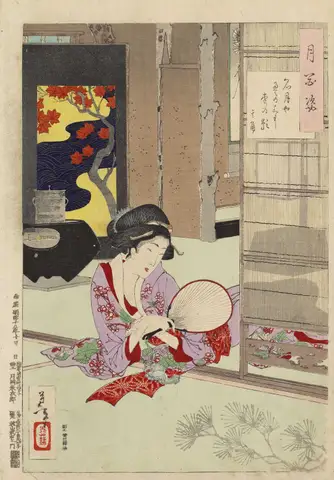 100 Aspects, No 5. A Poem by Kikaku by Tsukioka Yoshitoshi