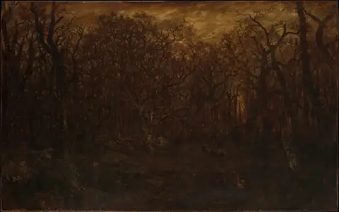 The Forest in Winter at Sunset by Théodore Rousseau