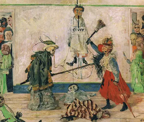 Skeletons Fighting over a Hanged Man by James Ensor