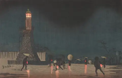 Kudanzaka at Night in Early Summer by Kobayashi Kiyochika 清親