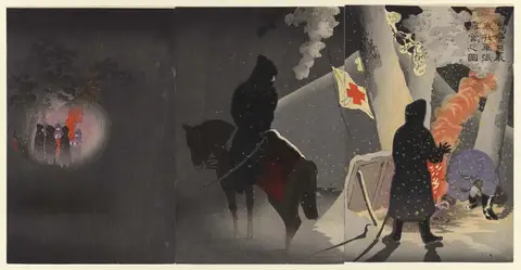Braving the Bitter Cold by Kobayashi Kiyochika 清親