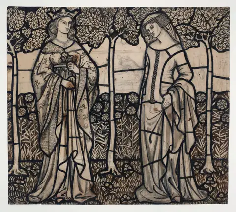 Guinevere and Iseult: Cartoon for Stained Glass by William Morris