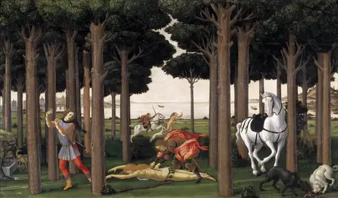 The Story of Nastagio degli Onesti, II by Sandro Botticelli