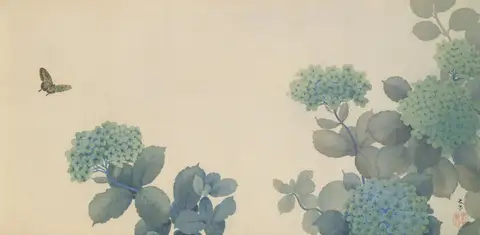 Hydrangeas, 紫陽花 by Hishida Shunsō