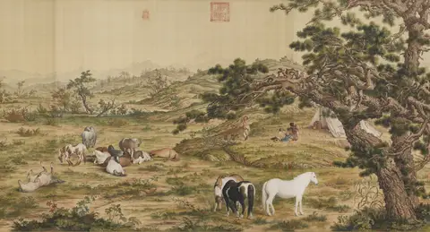 One Hundred Horses — Detail 5 by Giuseppe Castiglione (郎世寧)