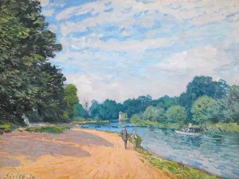 La Tamise avec Hampton church by Alfred Sisley