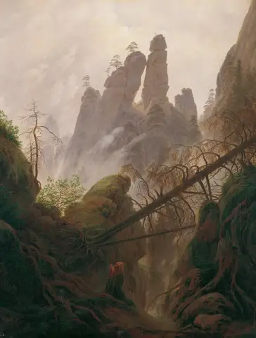 Rocky ravine in the Elbe Sandstone Mountains by Caspar David Friedrich