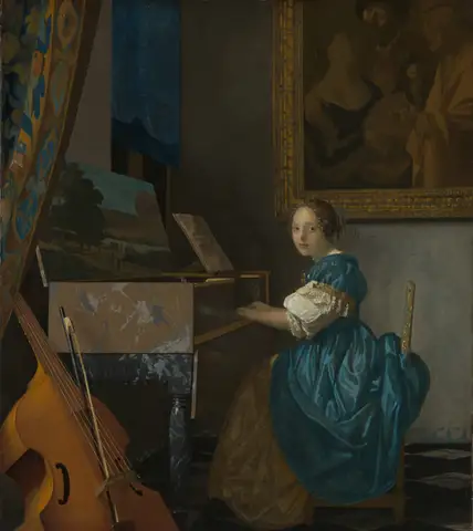 Young Woman Seated at a Virginal by Johannes Vermeer