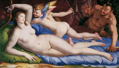 Venus, Cupid, and Satyr by Agnolo Bronzino