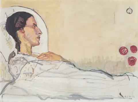 Valentine Gode Darel in hospital bed by Ferdinand Hodler